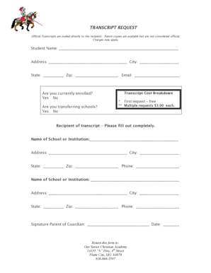 TRANSCRIPT REQUEST - sb5znet
