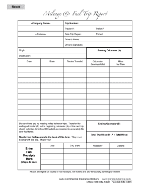 Fuel Tax Trip Report