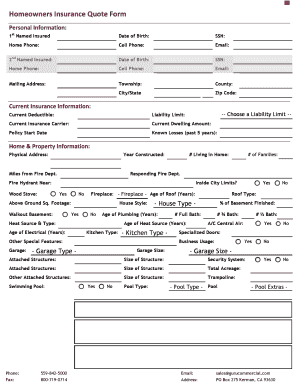 Homeowners Insurance Quote Form