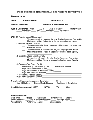 Teacher of Record Certification Form