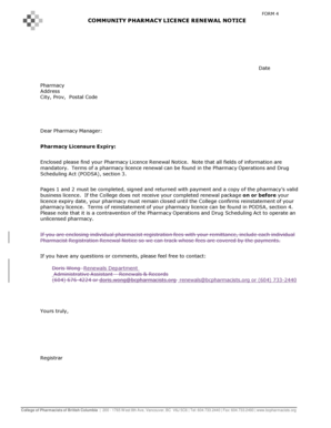 Community Pharmacy Licence Renewal Notice