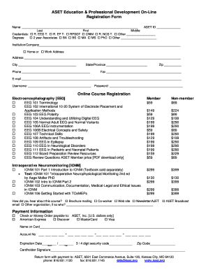 ASET Education Professional Development Registration Form