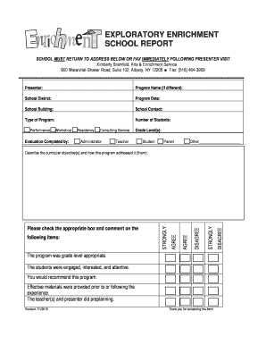 School Program Evaluation Form