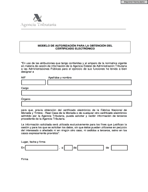 Modelo de Autorización para la Obtención del Certificado Electrónico