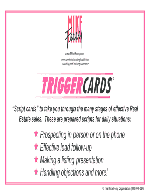 Real Estate Sales Script Cards