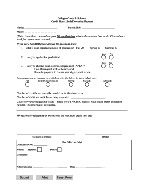 Credit Hour Limit Exception Request