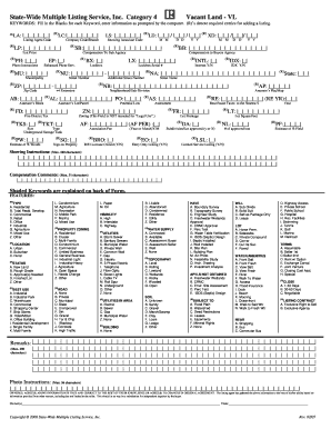 Vacant Land Listing Form