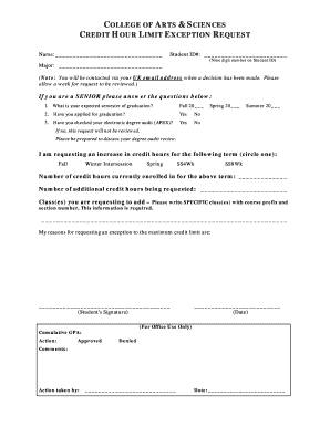 Credit Hour Limit Exception Request