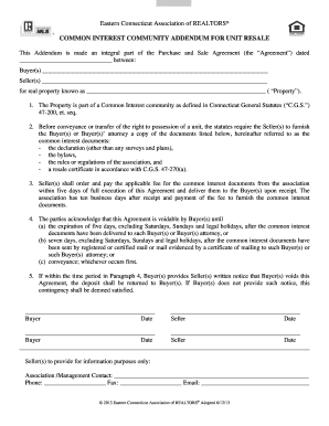 Common Interest Community Addendum for Unit Resale
