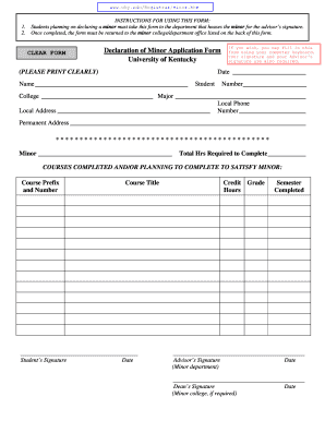 Declaration of Minor Application Form