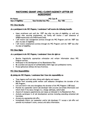 Matching Grant Client Agreement