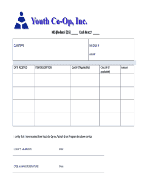 Youth Co-Op Match Grant Reimbursement Form