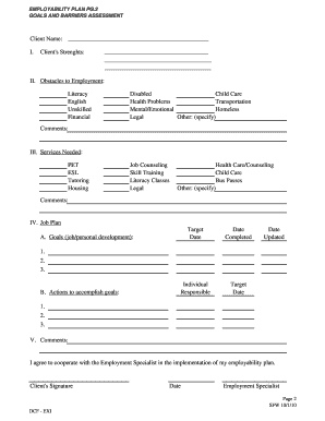 Employment Plan Form