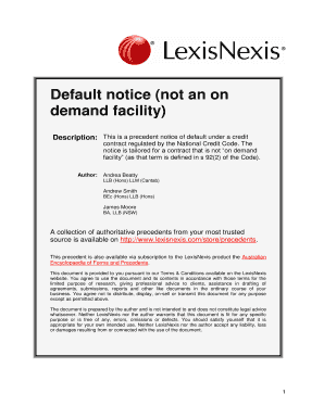 Default Notice for Credit Contract