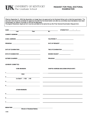 Request for Final Doctoral Examination