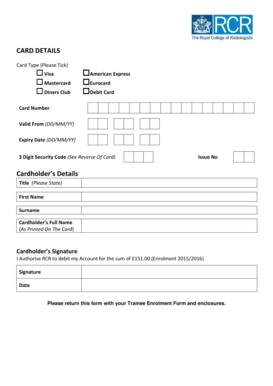Credit Card Payment Authorization Form