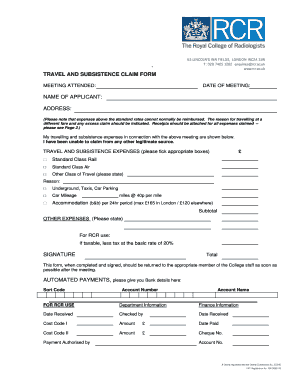 Travel and Subsistence Claim Form