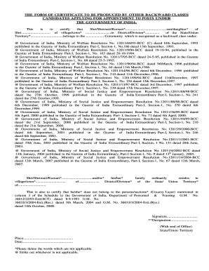 Other Backward Classes Certificate