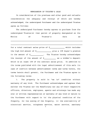 Memorandum of Trustee's Sale