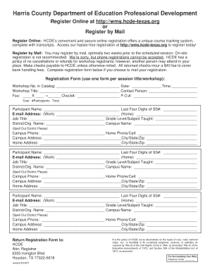 Harris County Professional Development Registration Form