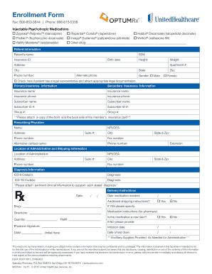 Enrollment Form for Injectable Psychotropic Medications