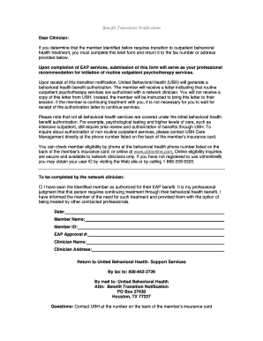 Benefit Transition Notification Form