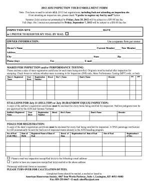 2012 AHS Inspection Tour Enrollment Form