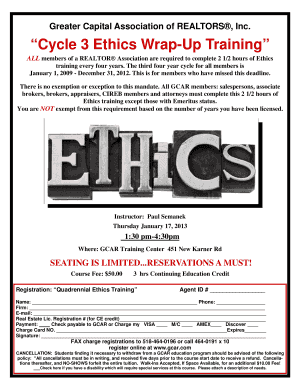 REALTOR Ethics Training Registration Form