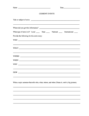 Current Events Worksheet