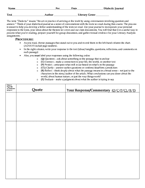 Dialectical Journal Template