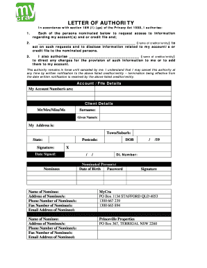 Letter of Authority for Credit Information Access