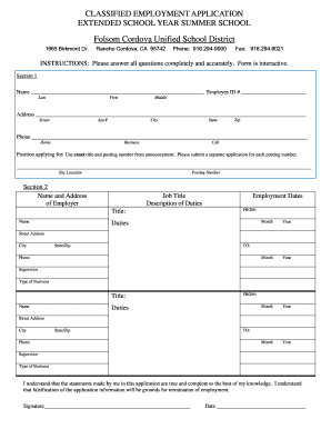 Classified Employment Application