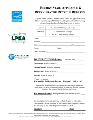 ENERGY STAR Appliance Rebate Form