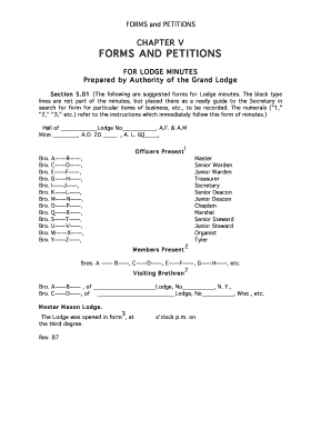 Masonic Lodge Minutes Form