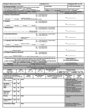 UC CSU Course Checklist
