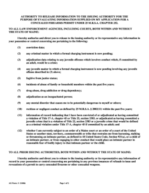 Maine Concealed Firearms Permit Information Release Form