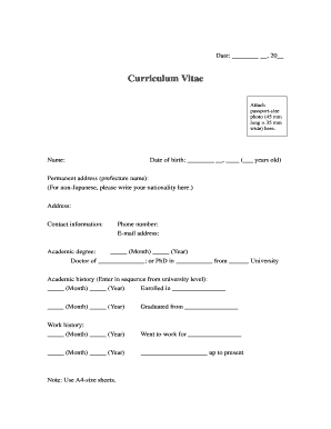 Curriculum Vitae Application Form