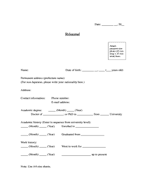 Resume Application Form