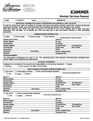 Member Services Request Form