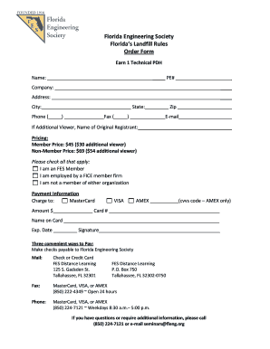 Florida Engineering Society Landfill Rules Order Form