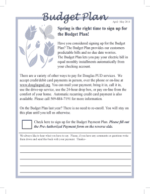 Douglas PUD Budget Plan Enrollment Form