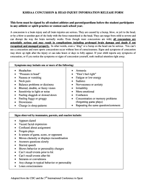 KSHSAA Concussion & Head Injury Information Release Form