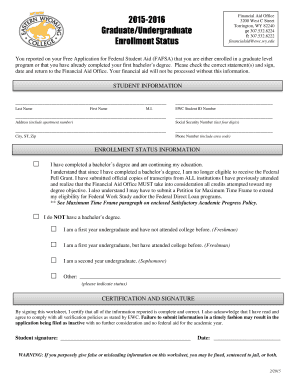 Graduate/Undergraduate Financial Aid Verification Form