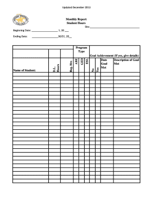 Monthly Student Hours Report