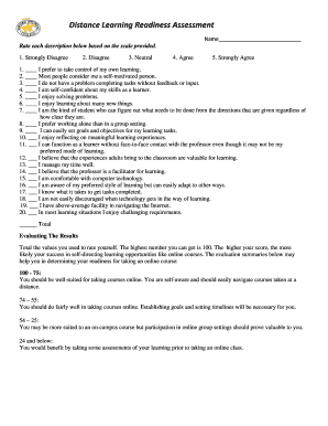 Distance Learning Readiness Assessment
