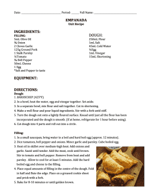 Empanada Recipe Form