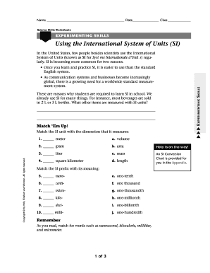 Science Skills Worksheet
