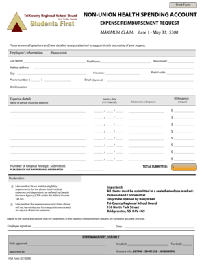 Non-Union Health Spending Account Expense Reimbursement Request