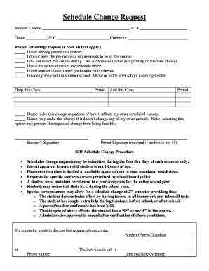 Schedule Change Request Form