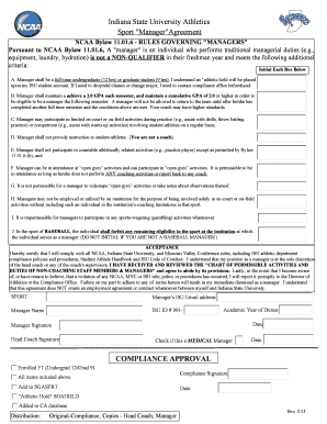 Indiana State University Athletics Sport ManagerAgreement